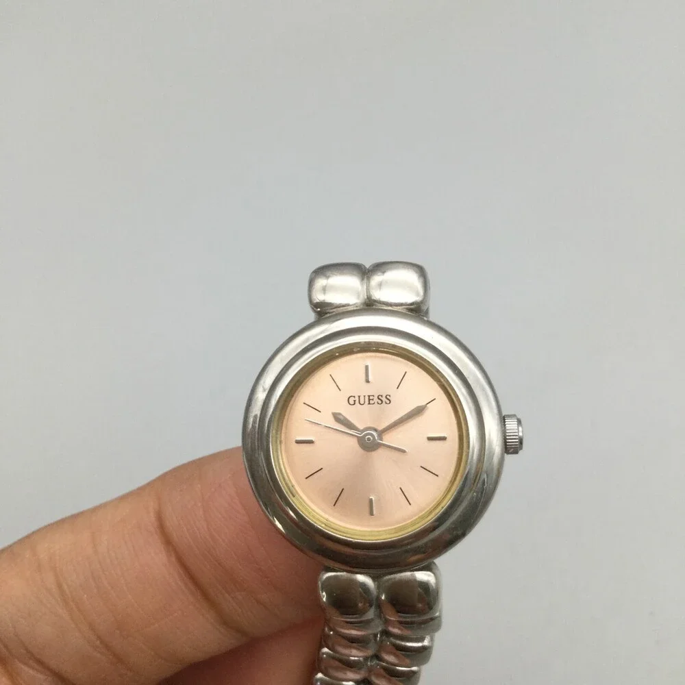 Vtg Guess Watch Women 20mm Silver Rose Gold Two Tone New Battery 6.75" - Picture 7 of 15